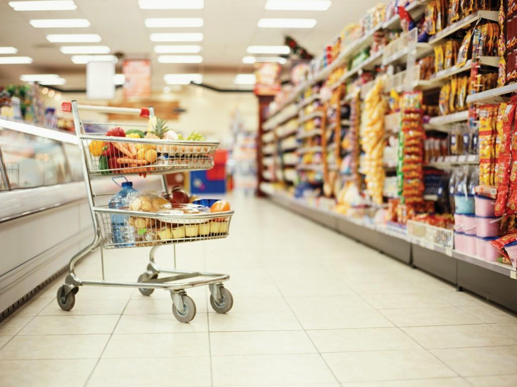 grocery store cart in store 