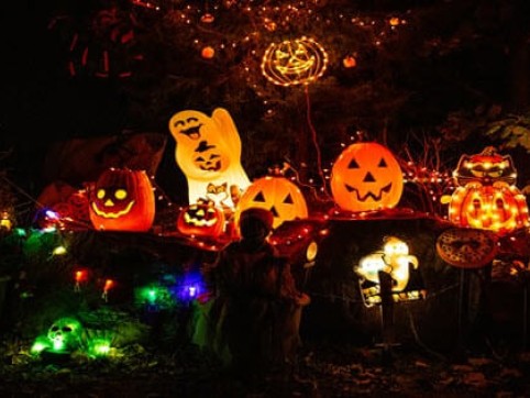 halloween decorations at night