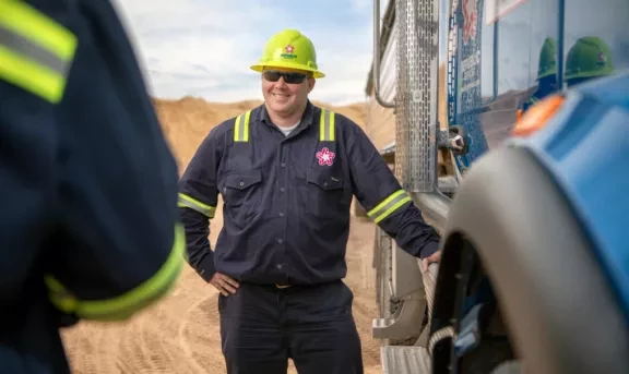 Field employee smiling