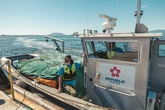 employees on boat