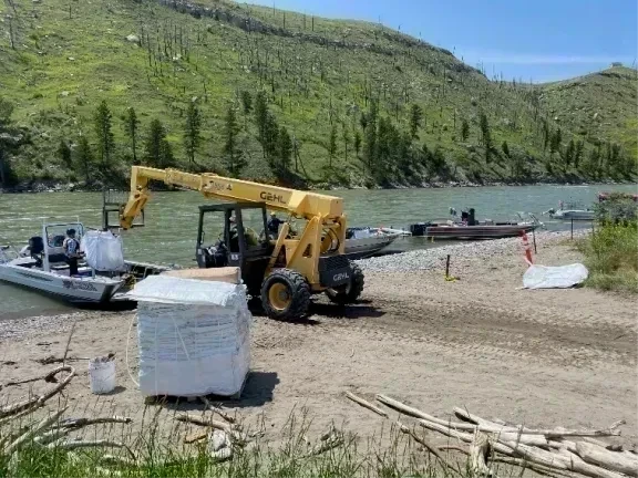 cleanup site with heavy equipment